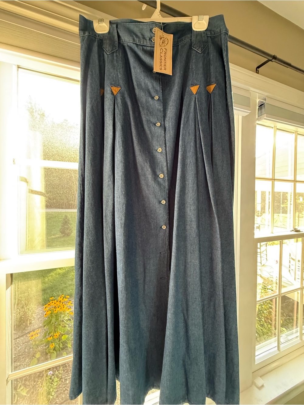Women’s Denim-Style Maxi Skirt with Button Front in Blue